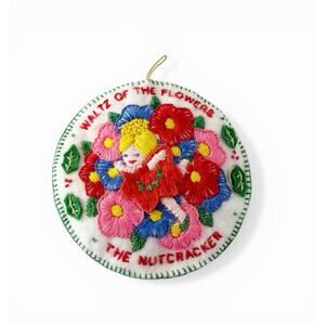Vtg Felt Embroidered Ornament Handmade Christmas Nutcracker Waltz Of The Flowers